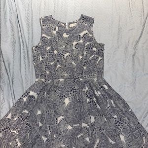 Flowy navy and white mini dress